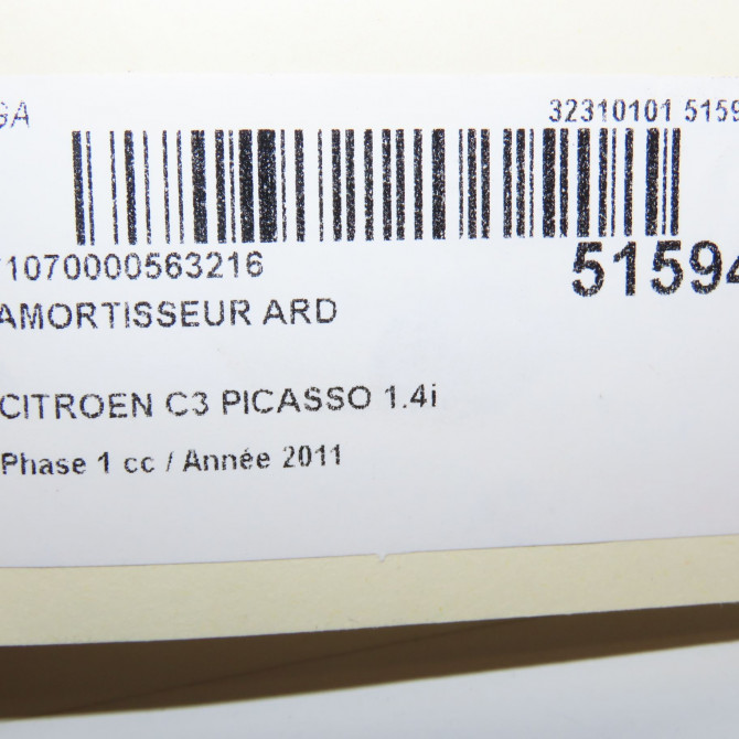 Amortisseur arrière droit occasion CITROEN C3 PICASSO Phase 1 02-2009->08-2012 1.4i 16v 95ch 5206RK 3