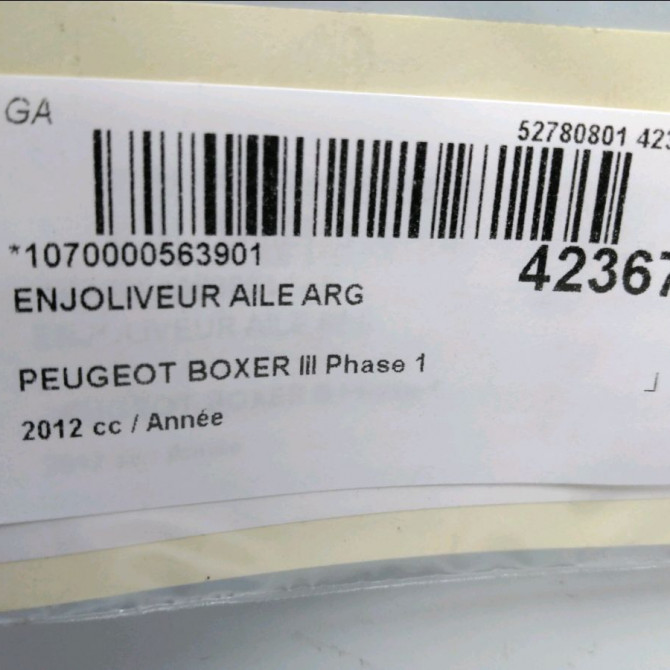Enjoliveur aile arg occasion PEUGEOT BOXER III Phase 1 06-2006->... 4