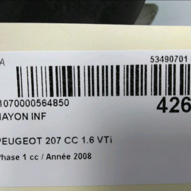 Hayon inf occasion PEUGEOT 207 CC Phase 1 03-2007->... 1.6 VTi 120ch 4