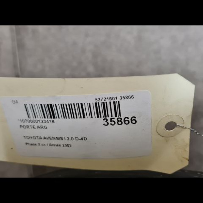Porte arrière gauche occasion TOYOTA AVENSIS I Phase 2 09-2000->05-2003 2.0 D-4D 6700405110 4