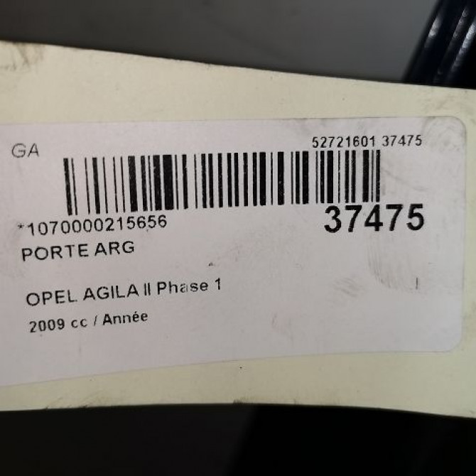 Porte arrière gauche occasion OPEL AGILA II Phase 1 03-2008->12-2014 93193293 3