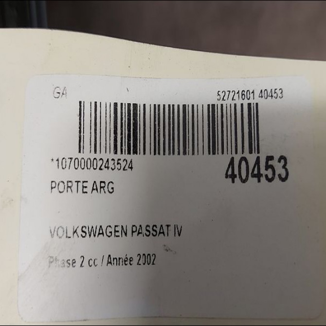 Porte arrière gauche occasion VOLKSWAGEN PASSAT IV Phase 2 10-2000->03-2005 1.9 TDI 100ch 3B5833051AB 3