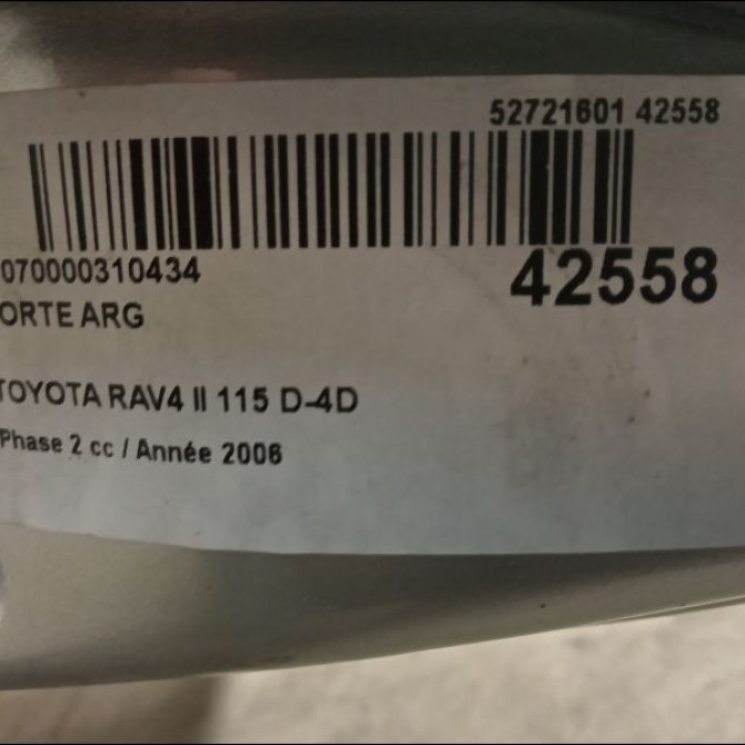 Porte arrière gauche occasion TOYOTA RAV4 II Phase 2 10-2003->12-2005 115 D-4D 6700442040 2