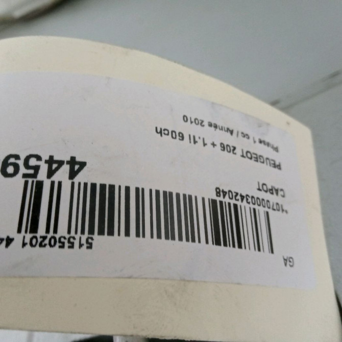 Capot occasion PEUGEOT 206 + Phase 1 03-2009->05-2013 1.1i 60ch 7901R5 2