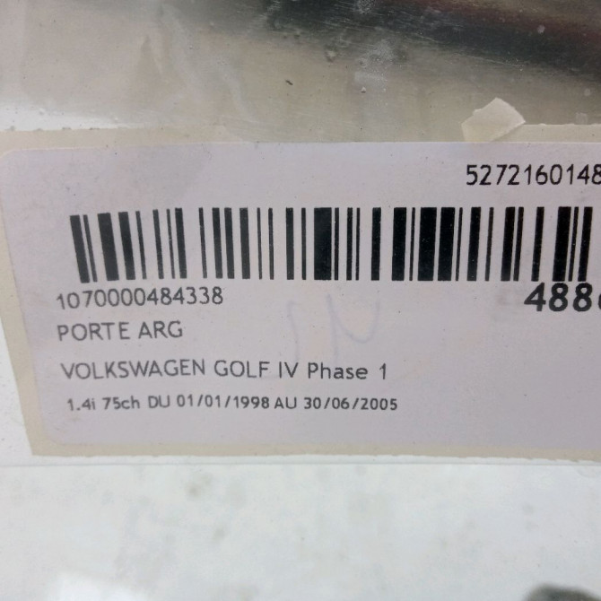 Porte arrière gauche occasion VOLKSWAGEN GOLF IV GOLF IV Phase 1 1998-01-01->2005-06-30 1.4i 75ch 1J6833055F 3