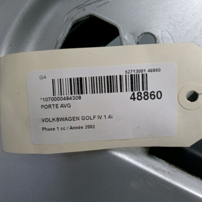 Porte avant gauche occasion VOLKSWAGEN GOLF IV GOLF IV Phase 1 1998-01-01->2005-06-30 1.4i 75ch 2