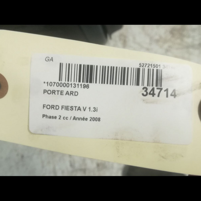 Porte arrière droite occasion FORD FIESTA V Phase 2 10-2005->10-2008 1.3i 1692525 3