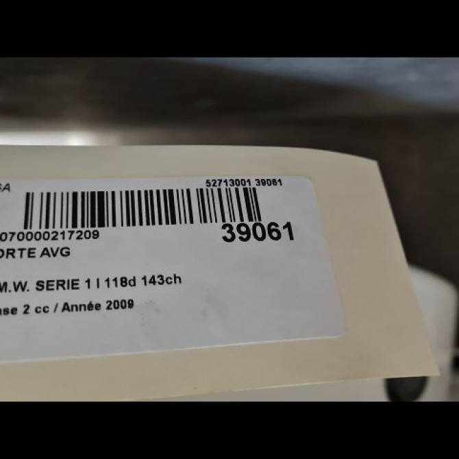 Porte avant gauche occasion B.M.W. SERIE 1 I Phase 2 01-2007->07-2011 118d 143ch 41007207445 5