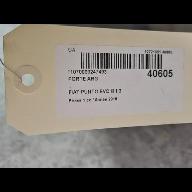 Porte arrière gauche occasion FIAT PUNTO EVO III Phase 1 10-2009->12-2013 1.3 MULTIJET 75ch 51888070 2