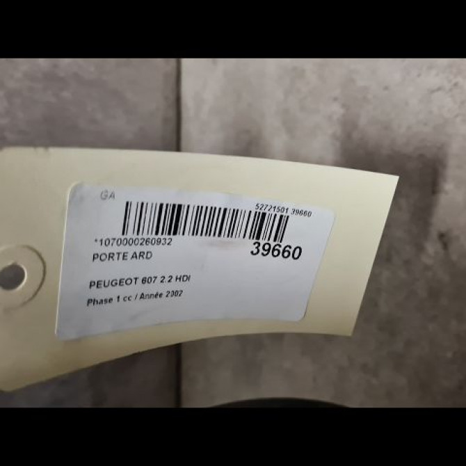 Porte arrière droite occasion PEUGEOT 607 Phase 1 11-1999->09-2004 2.2 HDI 9008C6 3