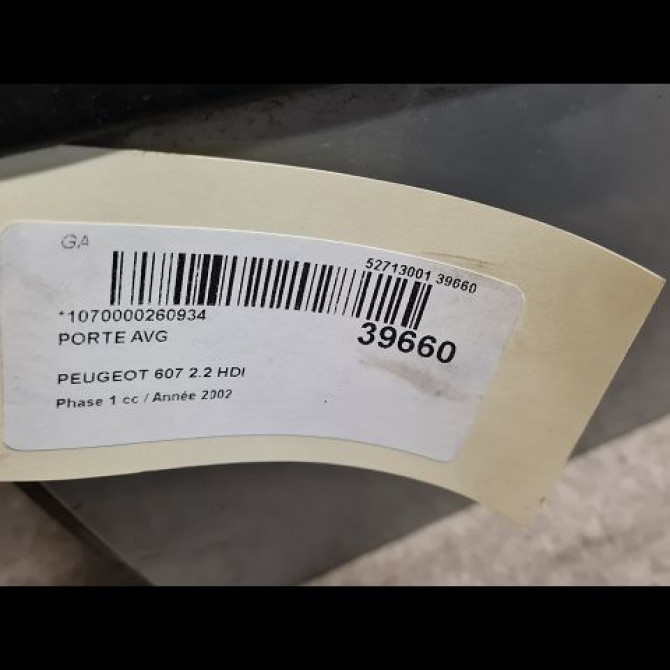 Porte avant gauche occasion PEUGEOT 607 Phase 1 11-1999->09-2004 2.2 HDI 9002L5 6