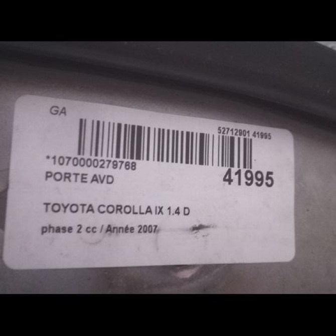 Porte avant droite occasion TOYOTA COROLLA IX phase 2 07-2004->08-2007 1.4 D 90ch 6700102171 2