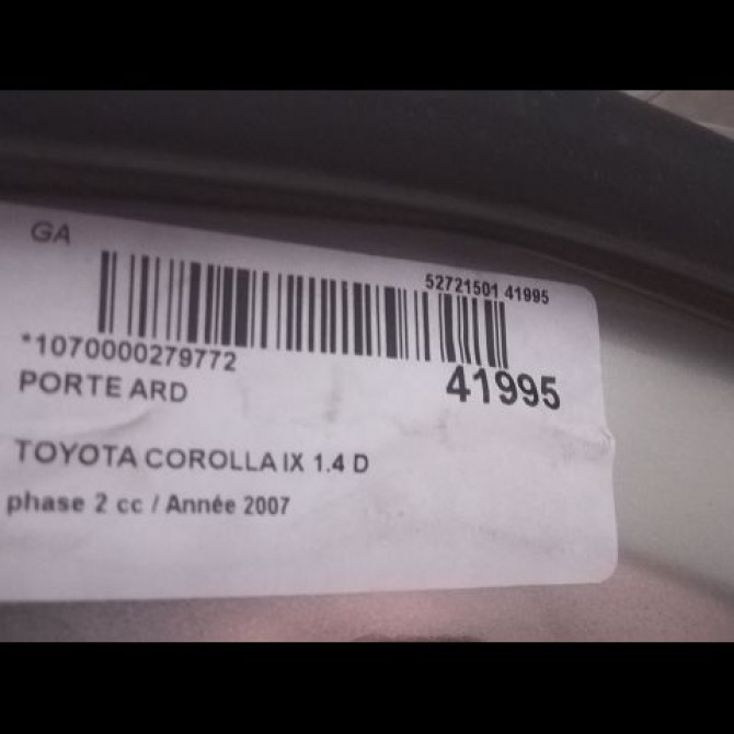 Porte arrière droite occasion TOYOTA COROLLA IX phase 2 07-2004->08-2007 1.4 D 90ch 6700302170 2