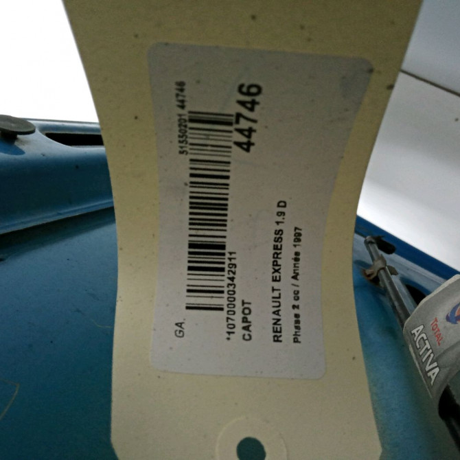 Capot occasion RENAULT EXPRESS Phase 2 09-1994->09-1997 1.9 D 55ch 7751465339 3