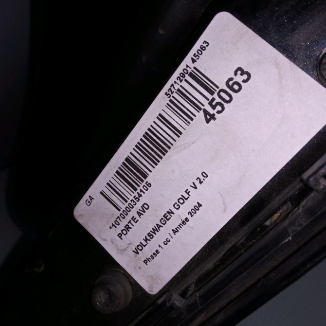 Porte avant droite occasion VOLKSWAGEN GOLF V Phase 1 11-2003->10-2008 2.0 TDI 140ch 2