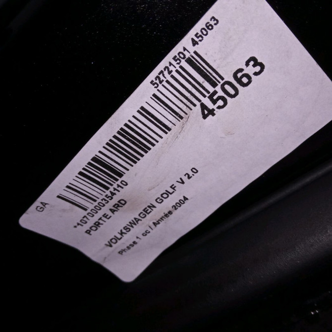 Porte arrière droite occasion VOLKSWAGEN GOLF V Phase 1 11-2003->10-2008 2.0 TDI 140ch 3