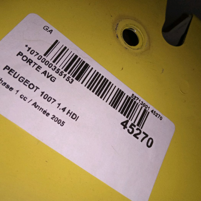 Porte avant gauche occasion PEUGEOT 1007 Phase 1 04-2005->12-2010 1.4 HDI 9002V9 2
