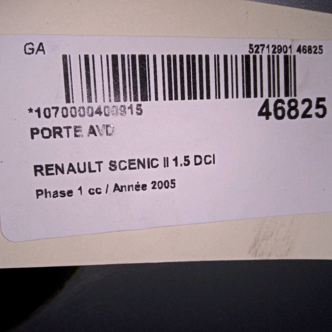 Porte avant droite occasion RENAULT SCENIC II Phase 1 03-2004->09-2006 1.5 DCI 100ch 7751477220 5
