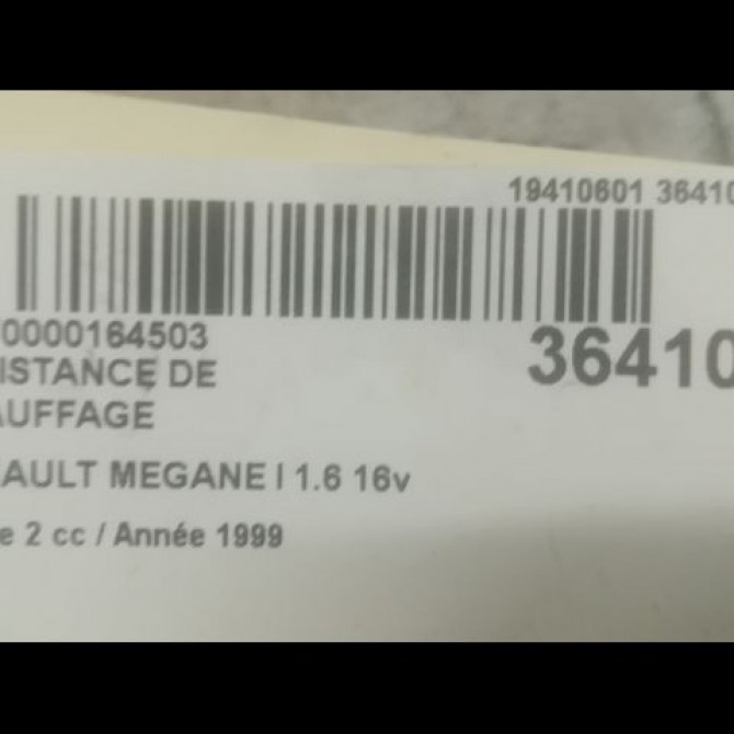 Resistance de chauffage occasion RENAULT MEGANE I Phase 2 03-1999->06-2003 1.6 16v 7701046061 3