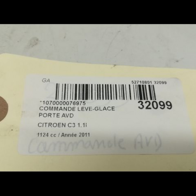 Commande lève-glace porte avant droite occasion CITROEN C3 II Phase 1 11-2009->02-2013 1.1i 60ch 6490CH 3