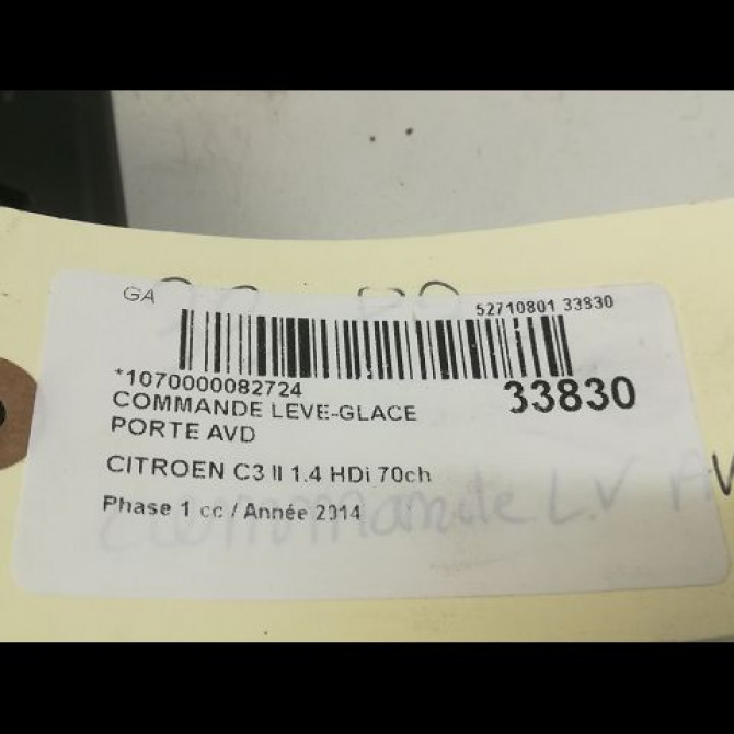 Commande lève-glace porte avant droite occasion CITROEN C3 II Phase 1 11-2009->02-2013 1.4 HDi 70ch 6490CH 4
