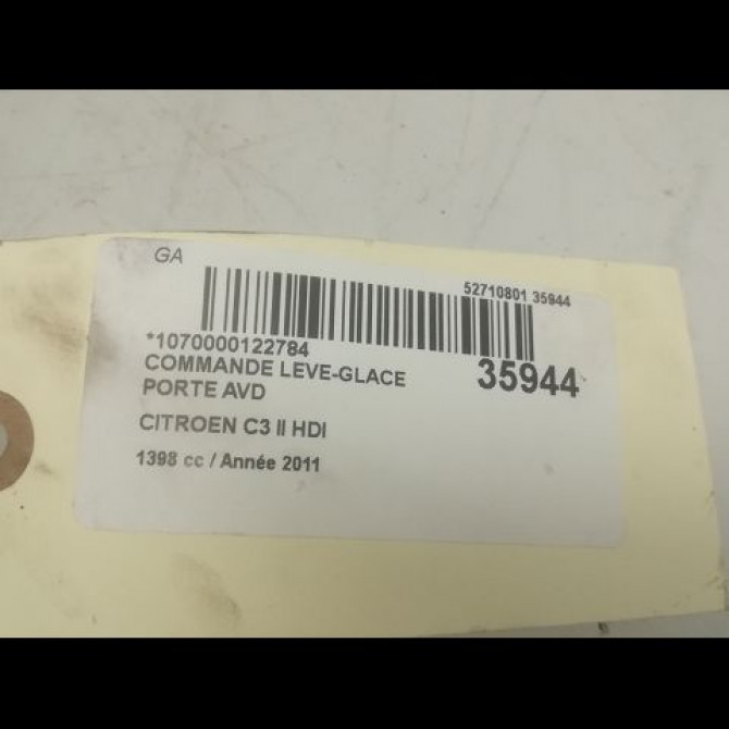 Commande lève-glace porte avant droite occasion CITROEN C3 II Phase 1 11-2009->02-2013 1.4 HDi 70ch 6490CH 3