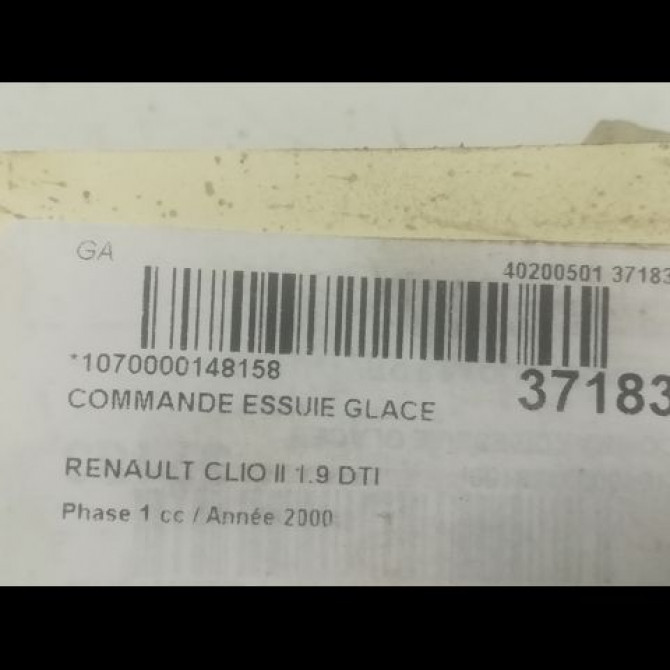 Commande essuie glace occasion RENAULT CLIO II Phase 1 03-1998->06-2001 1.9 DTI 3