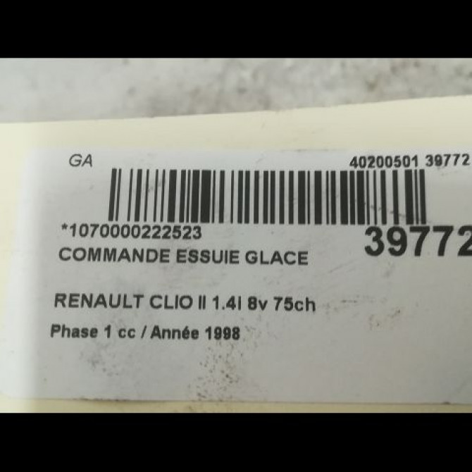 Commande essuie glace occasion RENAULT CLIO II Phase 1 03-1998->06-2001 1.4i 8v 75ch 3