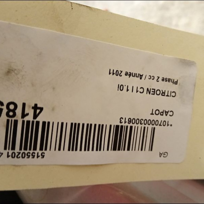 Capot occasion CITROEN C1 I Phase 2 11-2008->01-2012 1.0i 2