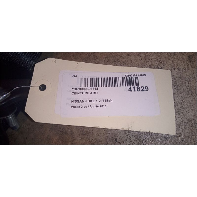 Ceinture arrière droite occasion NISSAN JUKE Phase 2 03-2014->... 1.2i 115ch 88844BF12A 3