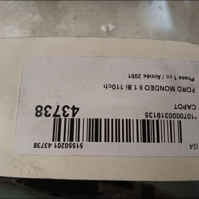 Capot occasion FORD MONDEO II Phase 1 09-2000->06-2007 1.8i 110ch 1118533 3