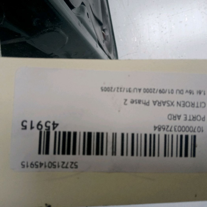 Porte arrière droite occasion CITROEN XSARA Phase 2 09-2000->12-2005 1.6i 16v 9008F8 4