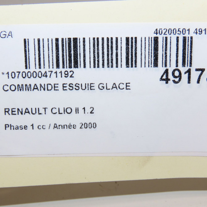 Commande essuie glace occasion RENAULT CLIO II Phase 1 03-1998->06-2001 1.2 4