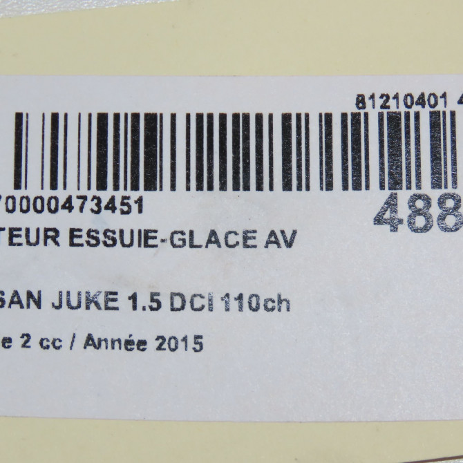 Moteur essuie-glace avant occasion NISSAN JUKE Phase 2 03-2014->... 1.5 DCI 110ch 28800BA60A 6