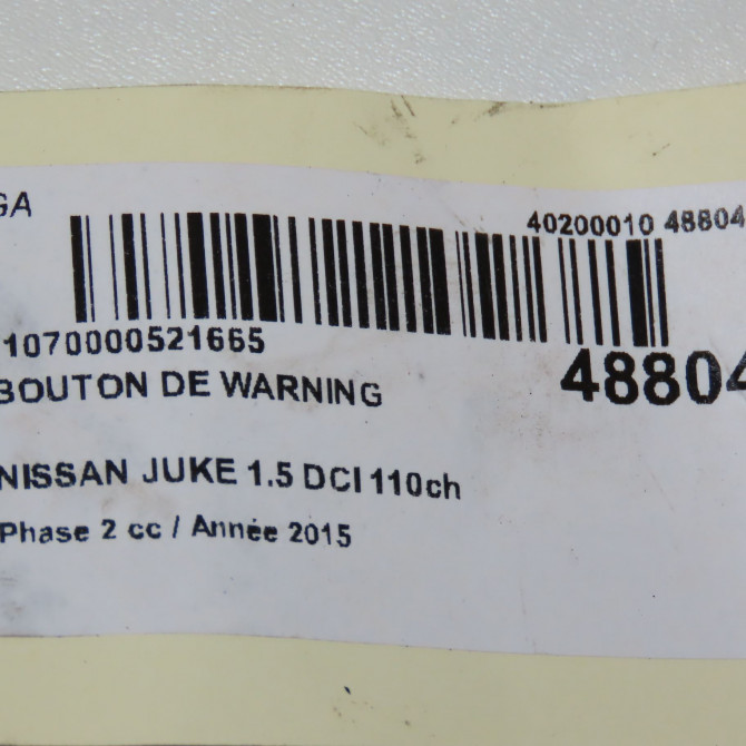 Bouton de warning occasion NISSAN JUKE Phase 2 03-2014->... 1.5 DCI 110ch 25290BA60A 4
