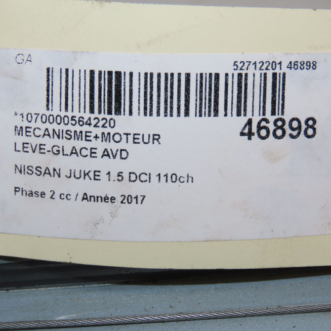 Mecanisme + moteur lève-glace avant droit occasion NISSAN JUKE Phase 2 03-2014->... 1.5 DCI 110ch 807201KA0A 5
