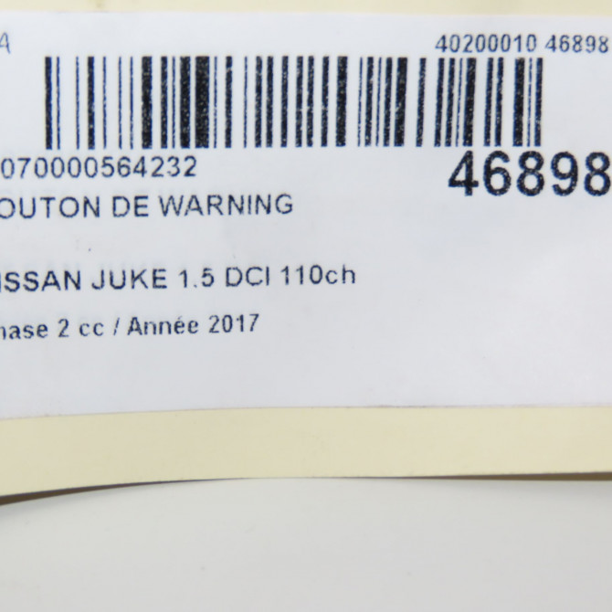 Bouton de warning occasion NISSAN JUKE Phase 2 03-2014->... 1.5 DCI 110ch 25290BA60A 4