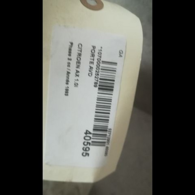 Porte avant droite occasion CITROEN AX Phase 2 07-1991->06-1998 1.0i 96101654 2