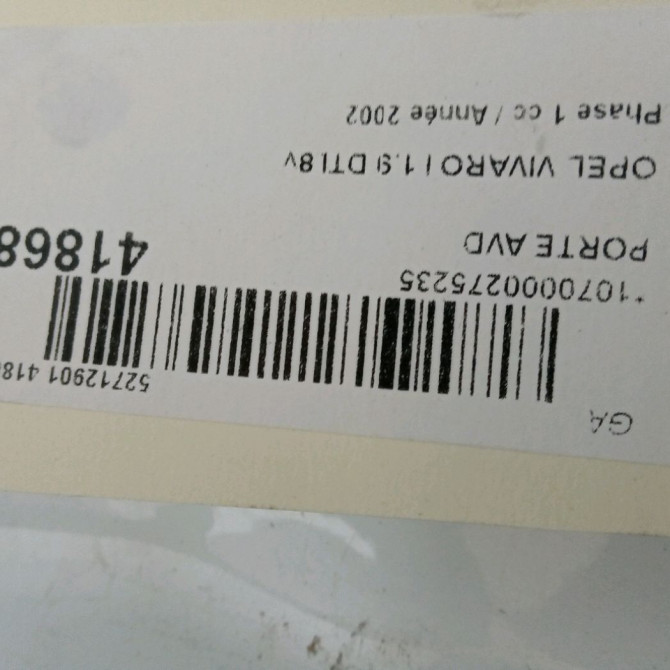 Porte avant droite occasion OPEL VIVARO I Phase 1 10-2002->08-2006 1.9 DTI 8v 100ch 93194148 4