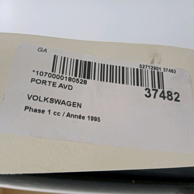 Porte avant droite occasion VOLKSWAGEN TRANSPORTER IV Phase 1 09-1990->03-1996 1.9 D 701831056H 2