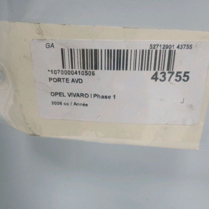 Porte avant droite occasion OPEL VIVARO I Phase 1 10-2002->08-2006 93194148 2