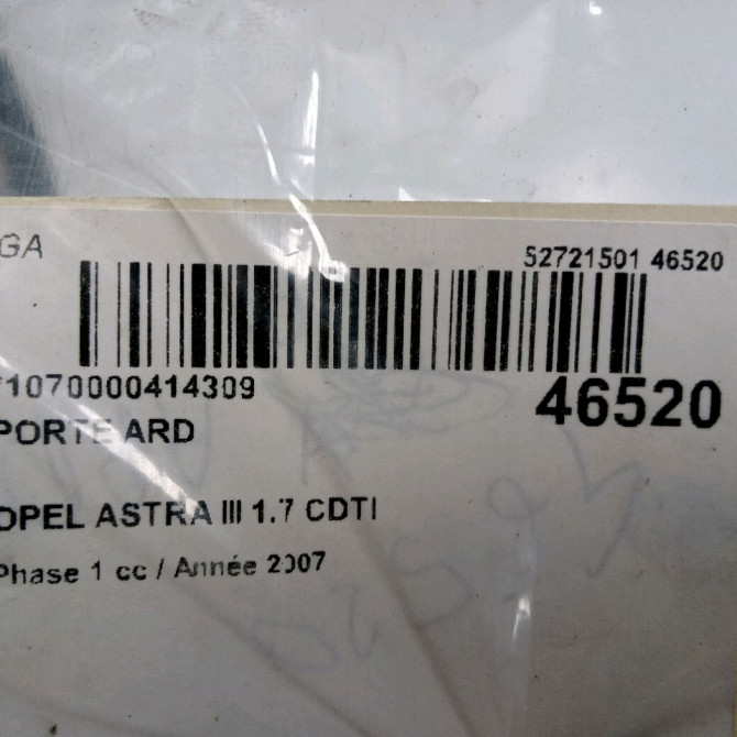 Porte arrière droite occasion OPEL ASTRA III ASTRA III Phase 1 2004-04-01->2006-12-31 1.7 CDTI 100ch 13168046 3