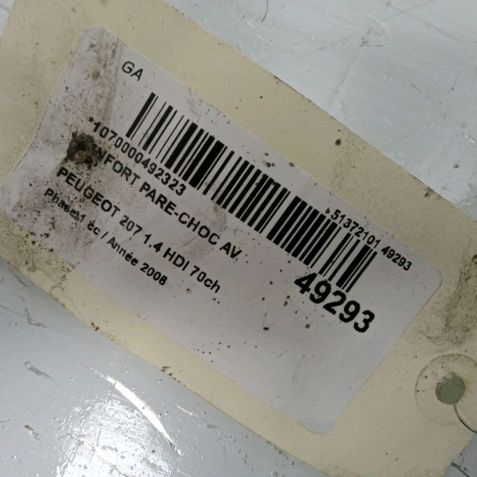 Renfort pare-choc avant occasion PEUGEOT 207 Phase 1 04-2006->06-2013 1.4 HDI 70ch 2