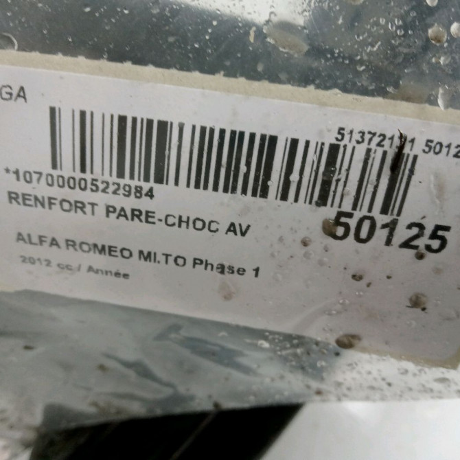 Renfort pare-choc avant occasion ALFA ROMEO MI.TO MI.TO Phase 1 2008-09-01->2016-12-31 50525263 2