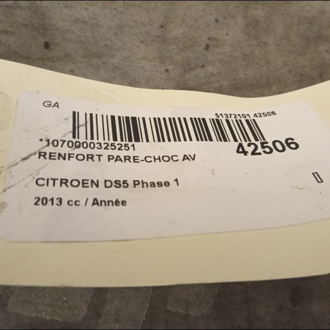 Renfort pare-choc avant occasion CITROEN DS5 Phase 1 06-2011->... 2