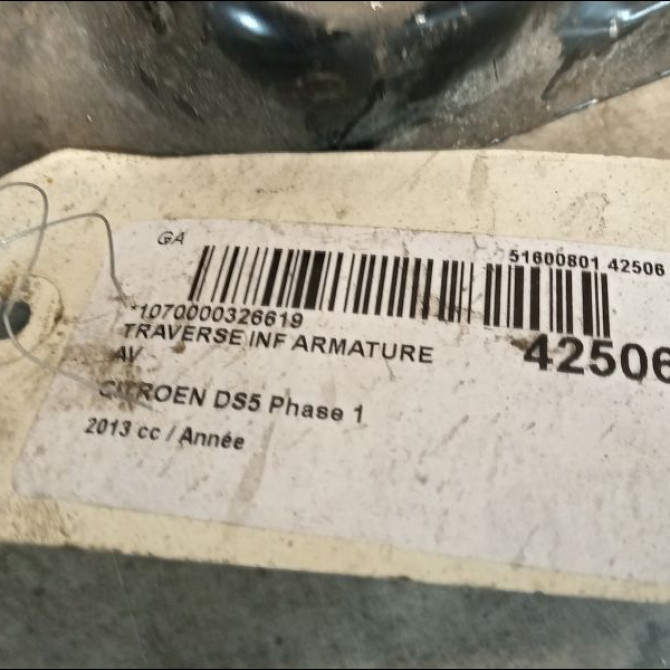 Traverse inférieure armature avant occasion CITROEN DS5 Phase 1 06-2011->... 9687851580 2