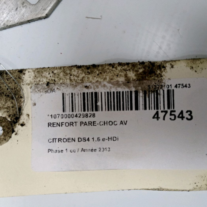 Renfort pare-choc avant occasion CITROEN DS4 Phase 1 01-2011->03-2016 1.6 e-HDi 110ch 2