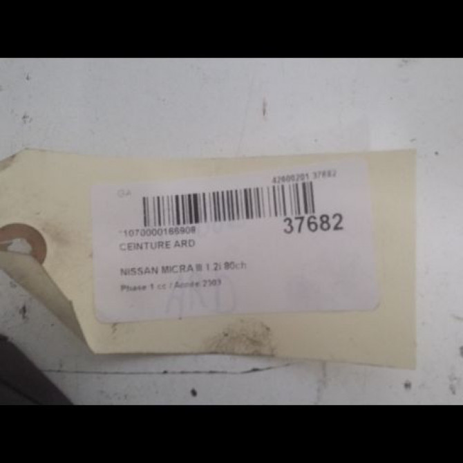 Ceinture arrière droite occasion NISSAN MICRA III Phase 1 01-2003->07-2005 1.2i 80ch 88844AX301 3