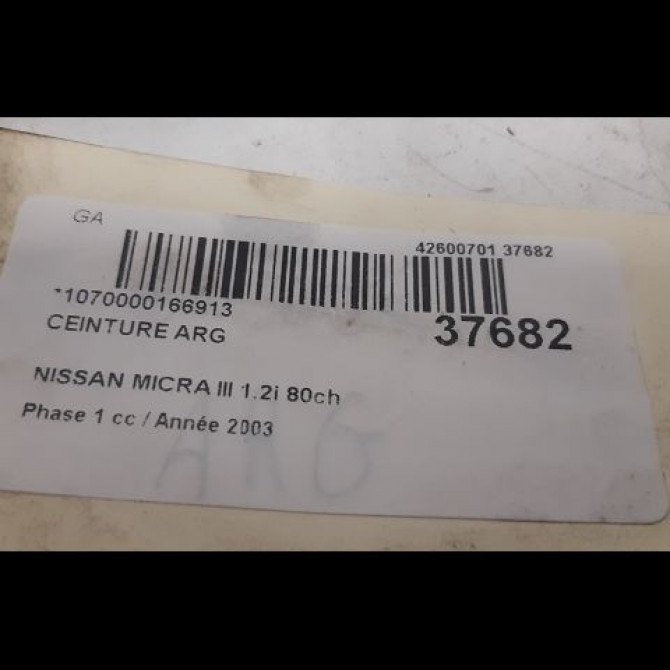 Ceinture arrière gauche occasion NISSAN MICRA III Phase 1 01-2003->07-2005 1.2i 80ch 88845AX301 4