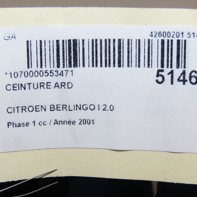 Ceinture arrière droite occasion CITROEN BERLINGO I Phase 1 09-1996->11-2002 2.0 HDi 8973H5 4